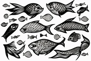Minimal fish in cosmos tattoo idea