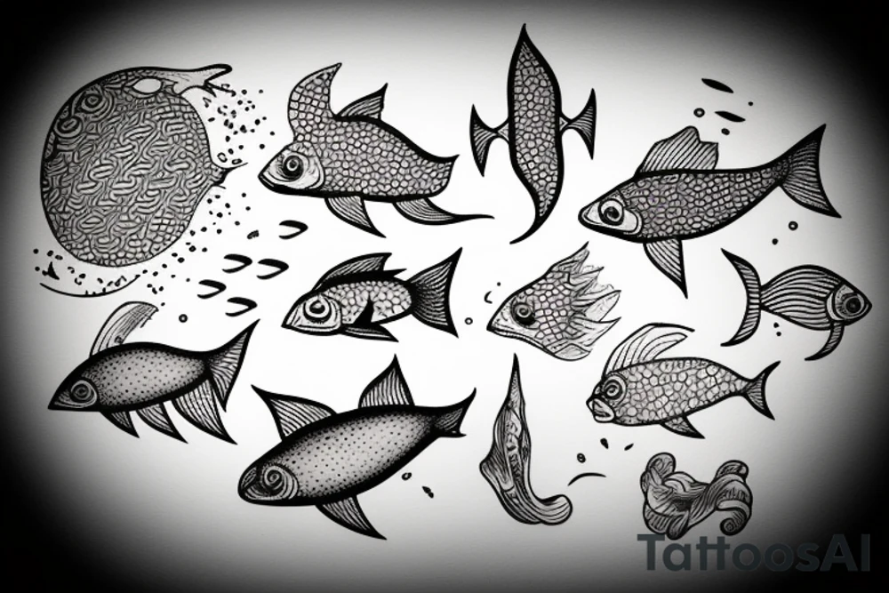Minimal fish in cosmos tattoo idea