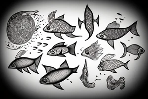 Minimal fish in cosmos tattoo idea