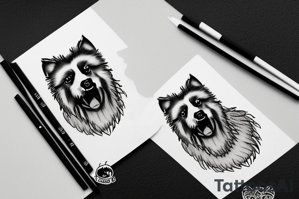 Keeshond grinning tattoo idea