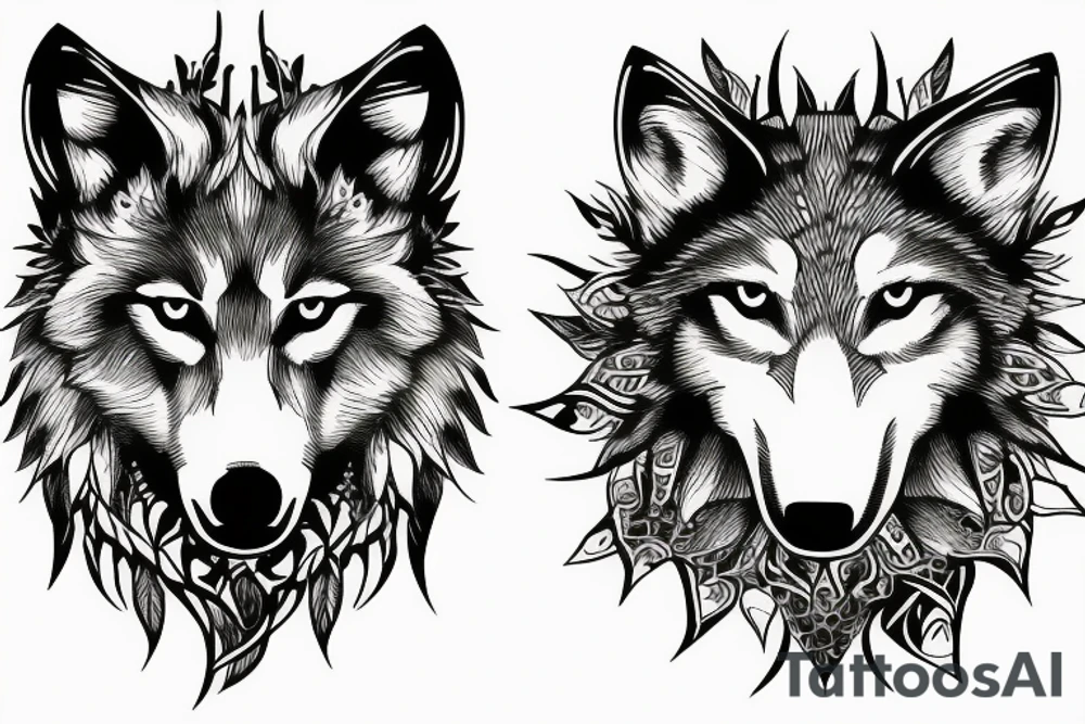 Wolf and forest tattoo idea