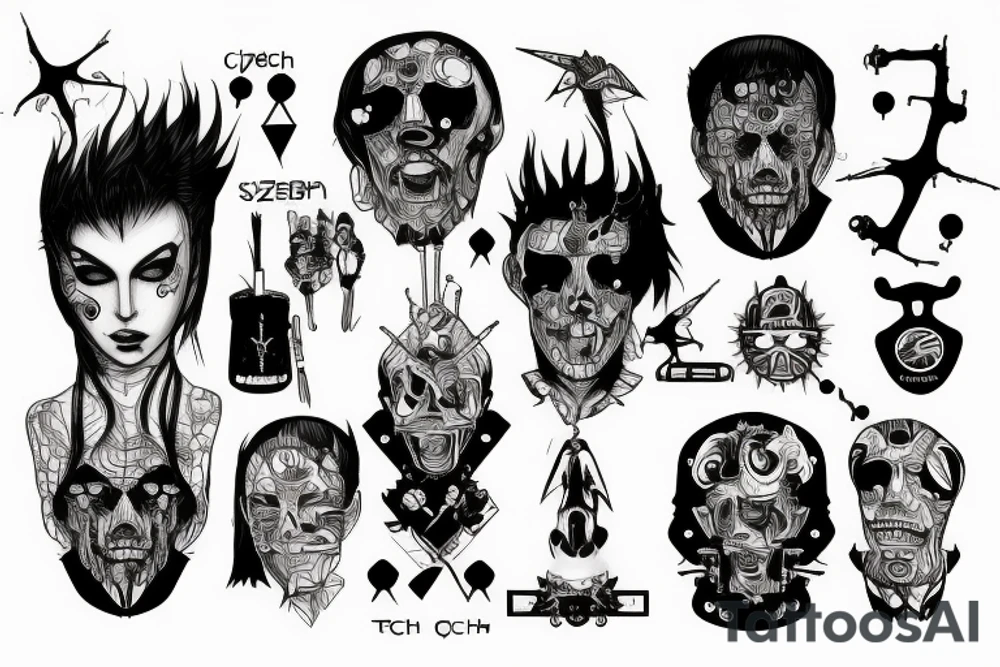 Cyberpsycho schizo pagan tech IT tattoo idea