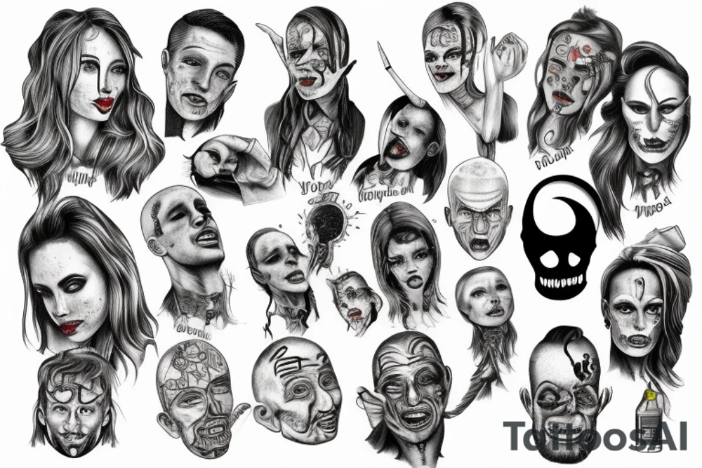 mentally derange insanity schizo personality disorder tattoo idea