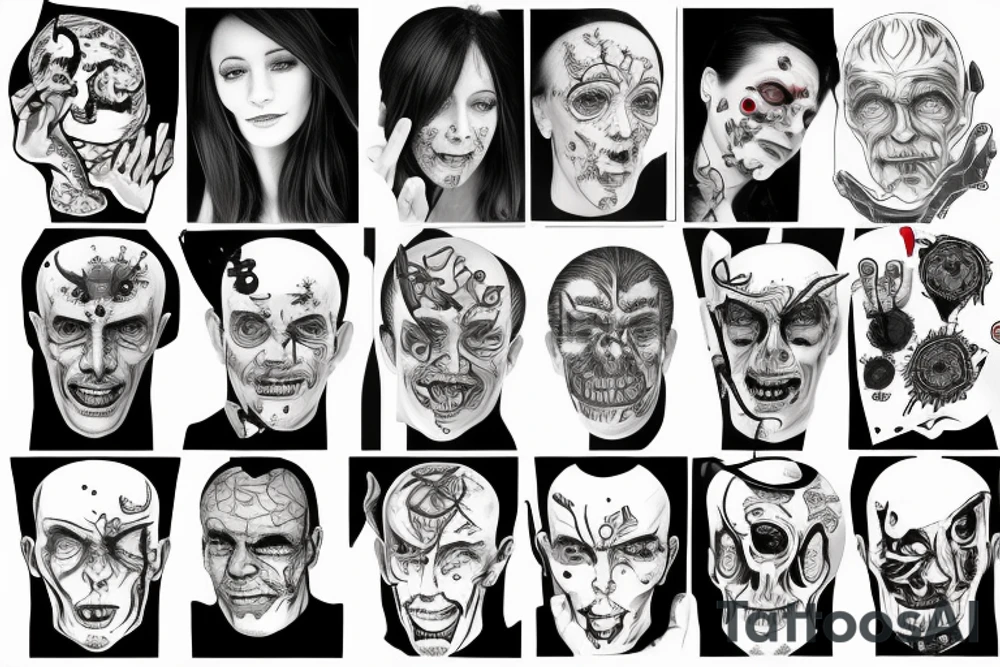 mentally derange insanity schizo personality disorder tattoo idea