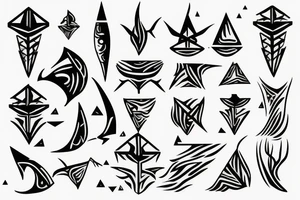 Dark rough sea geometric trident tattoo idea
