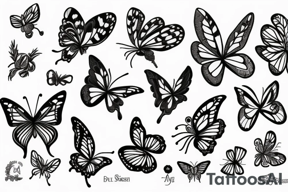 Butterfly space flowers tattoo idea