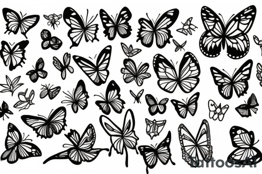 Butterfly space flowers tattoo idea