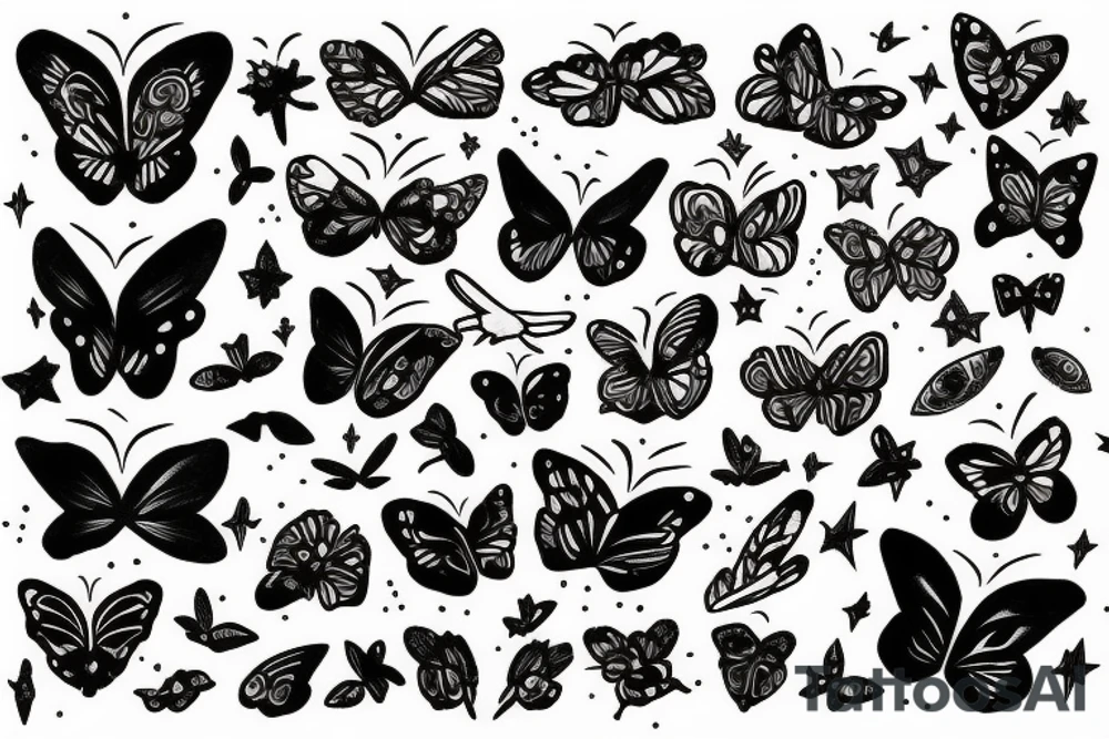 Space butterflies tattoo idea