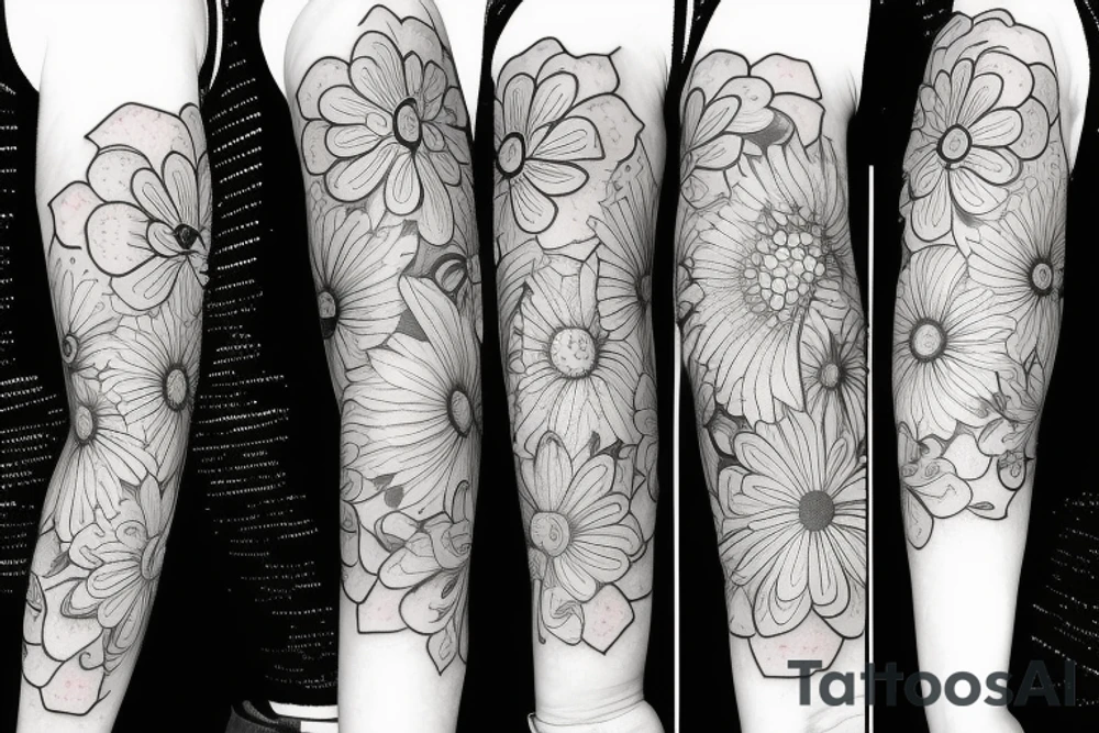 Flower space sleeve tattoo idea