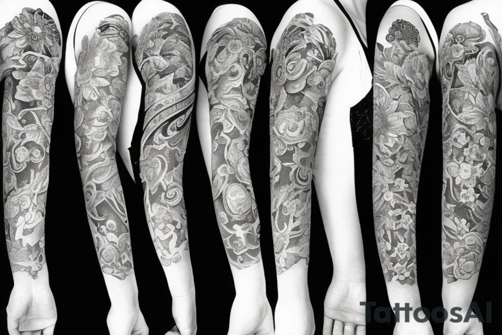 Flower space sleeve tattoo idea