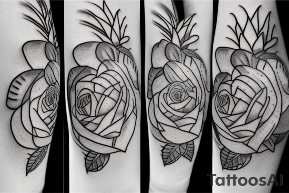 Basketball rose with pineapples tattoo idea