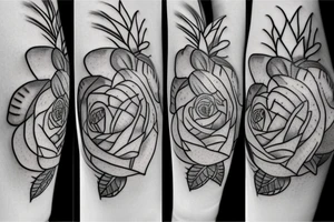 Basketball rose with pineapples tattoo idea