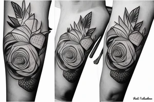 Basketball rose with pineapples tattoo idea