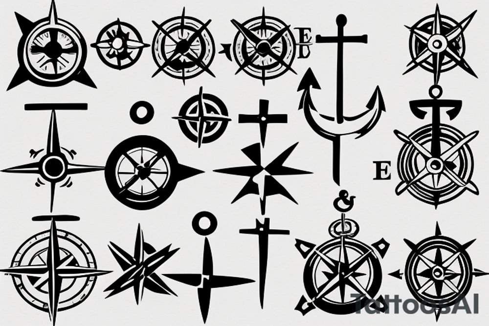 Anchor and a compass tattoo idea