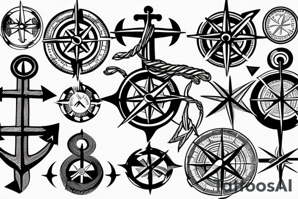 Anchor and a compass tattoo idea
