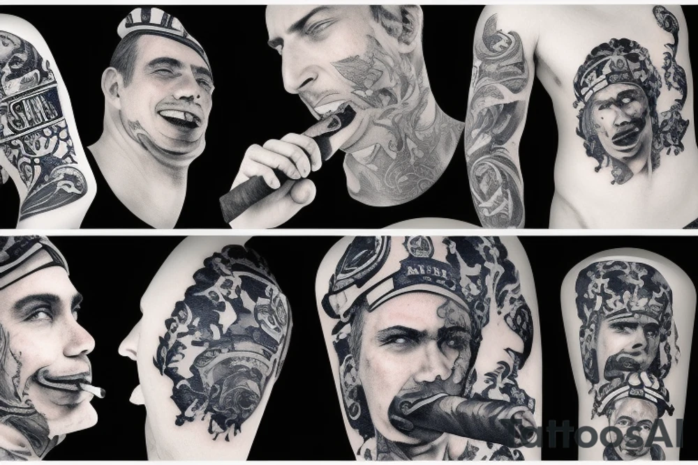 Navy Chief Smoking a Cigar surrounded by smoke tattoo idea Navy Chief Smoking a Cigar surrounded by smoke tattoo idea