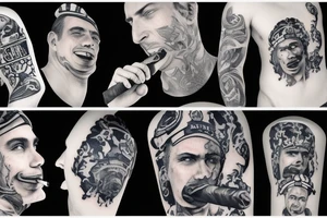 Navy Chief Smoking a Cigar surrounded by smoke tattoo idea