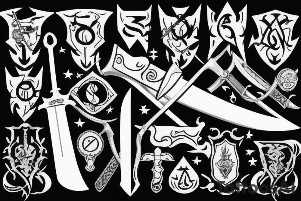 Knife or sword and symbolizes power, wealth, and the future tattoo idea Knife or sword and symbolizes power, wealth, and the future tattoo idea