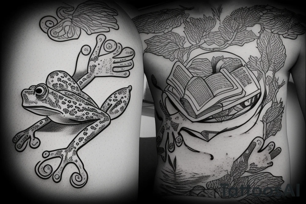 Frog with a book tattoo idea