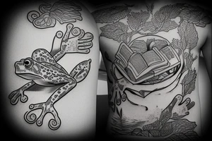 Frog with a book tattoo idea