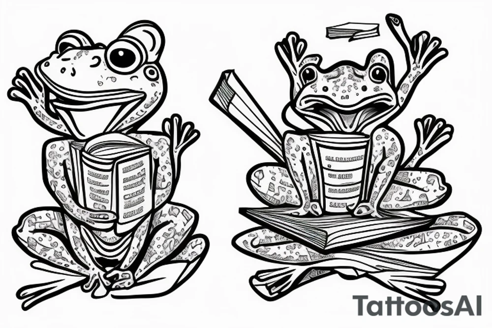 Frog with a book tattoo idea