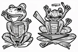 Frog with a book tattoo idea