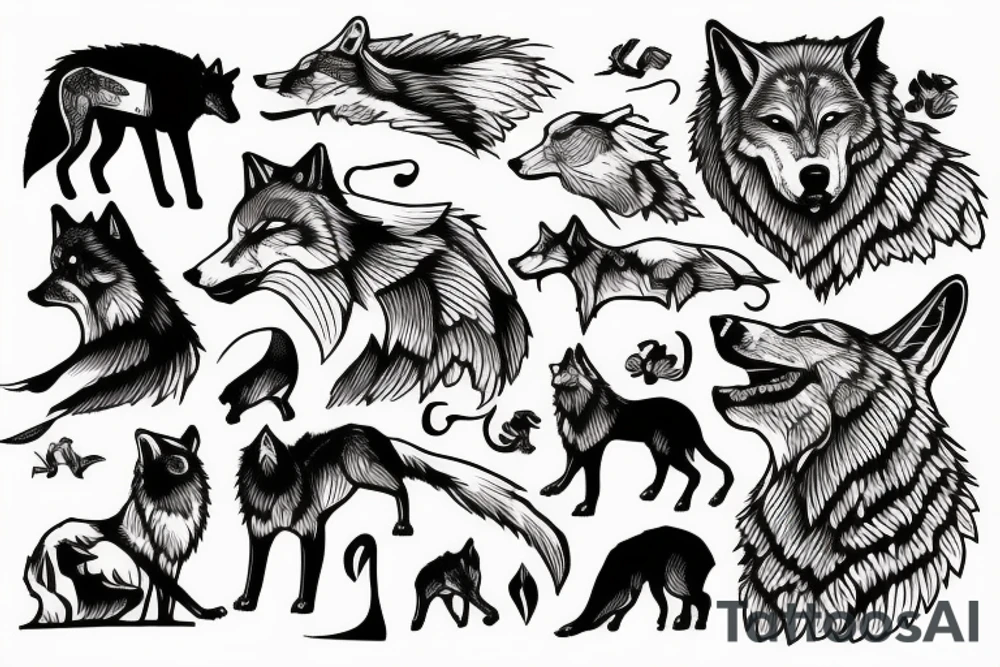 The wolf on the hill is never as hungry as the wolf climbing the hill tattoo idea