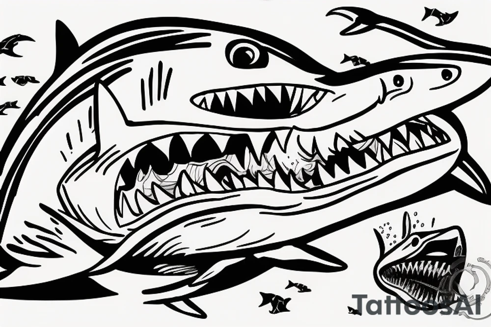 Shark outside a shop tattoo idea