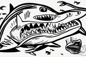 Shark outside a shop tattoo idea