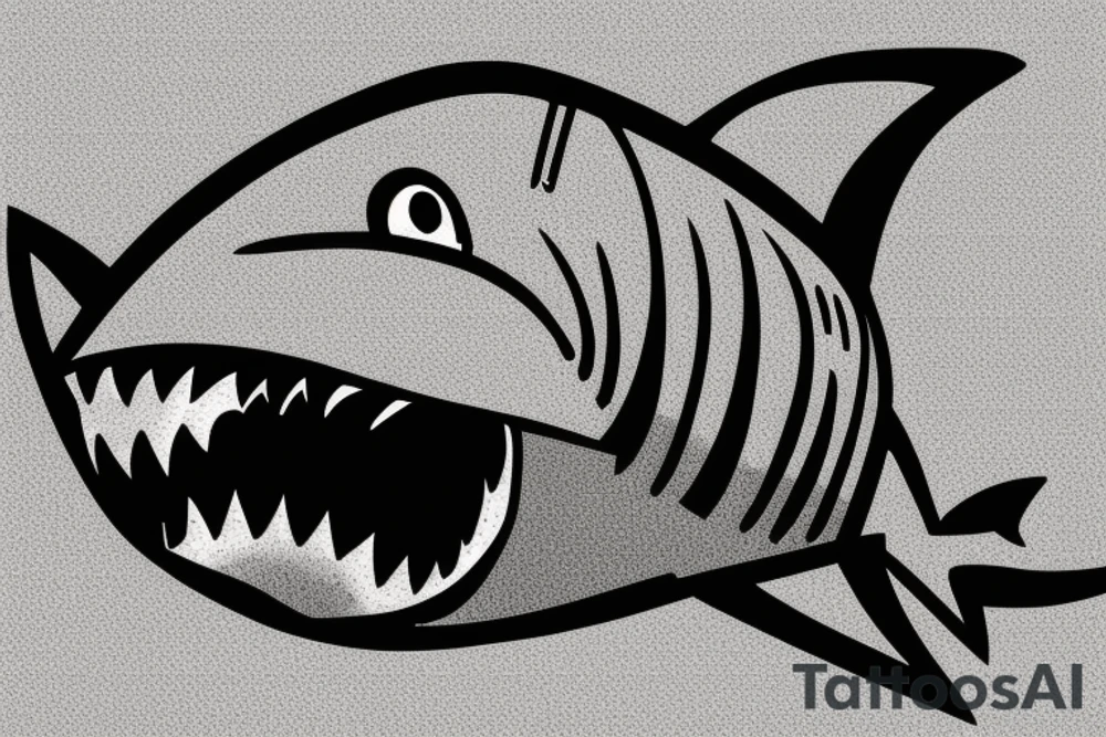 Shark outside a shop tattoo idea