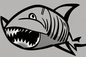 Shark outside a shop tattoo idea