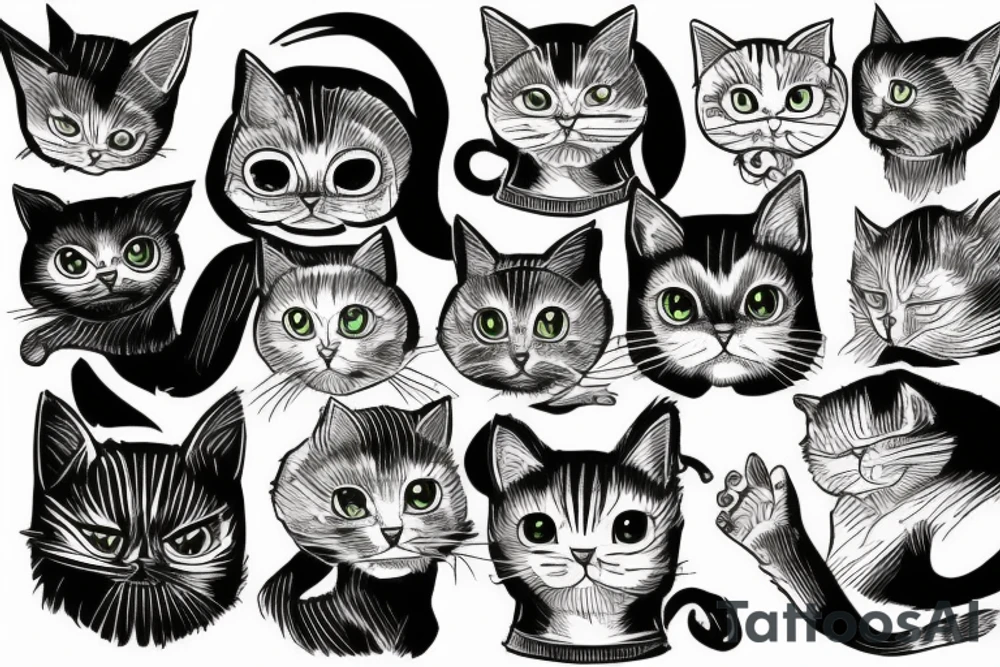 cat horror tattoo idea