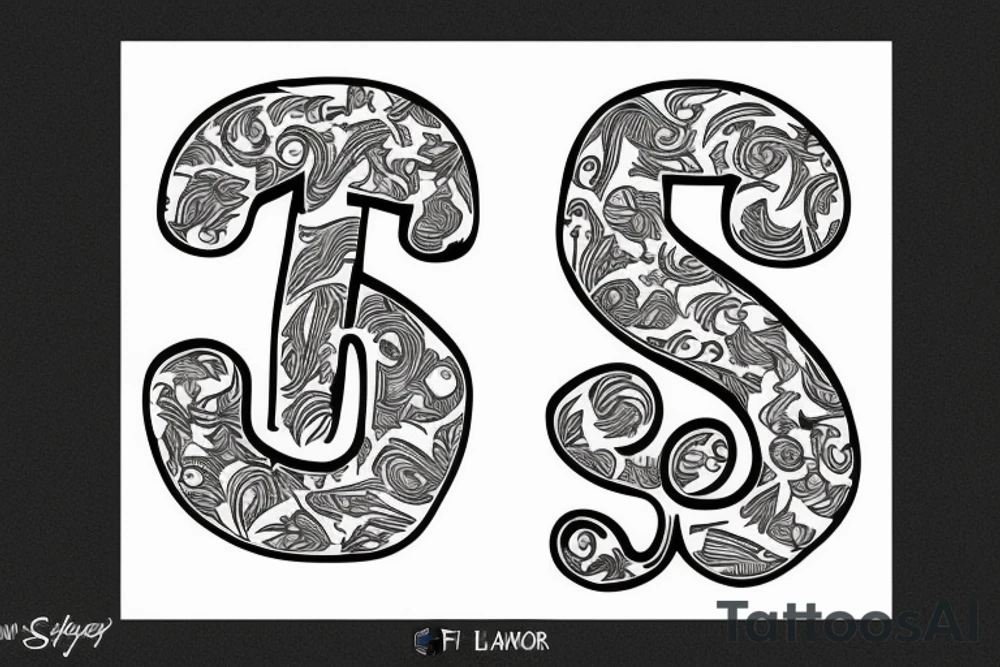 two letters F and J tattoo idea