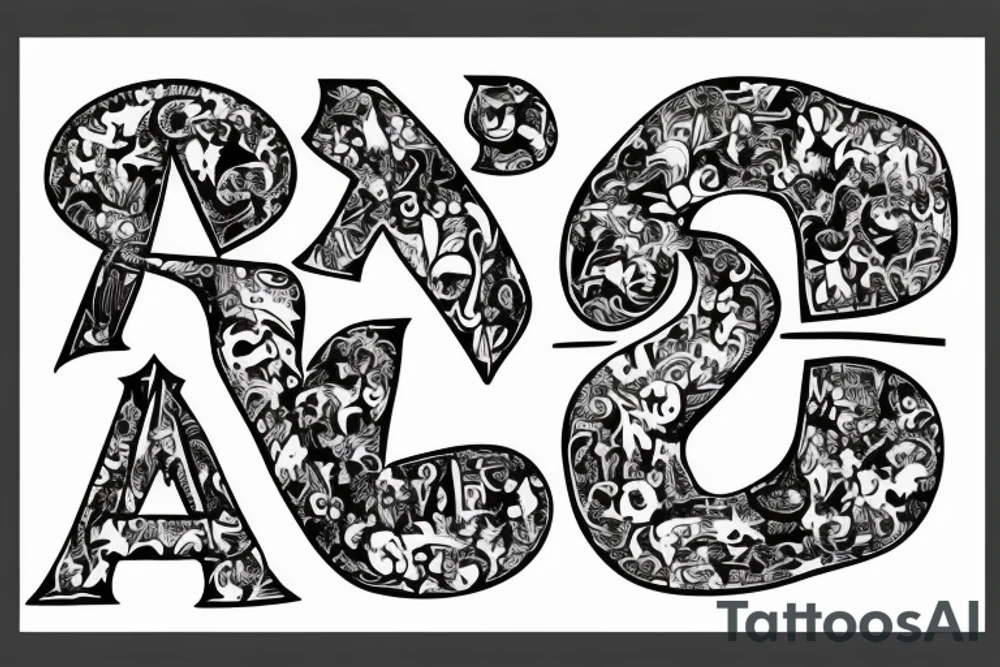 two letters F and J tattoo idea