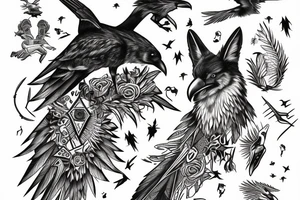 raven and coyote struggle for power tattoo idea