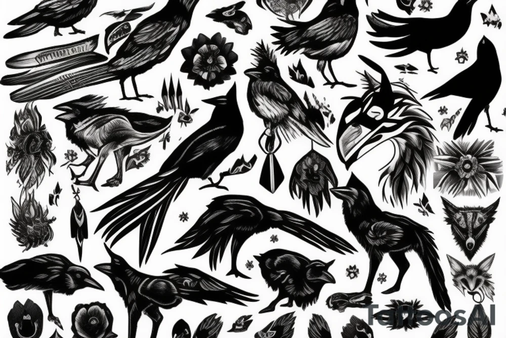 raven and coyote struggle for power tattoo idea
