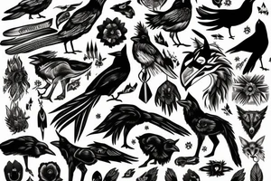 raven and coyote struggle for power tattoo idea
