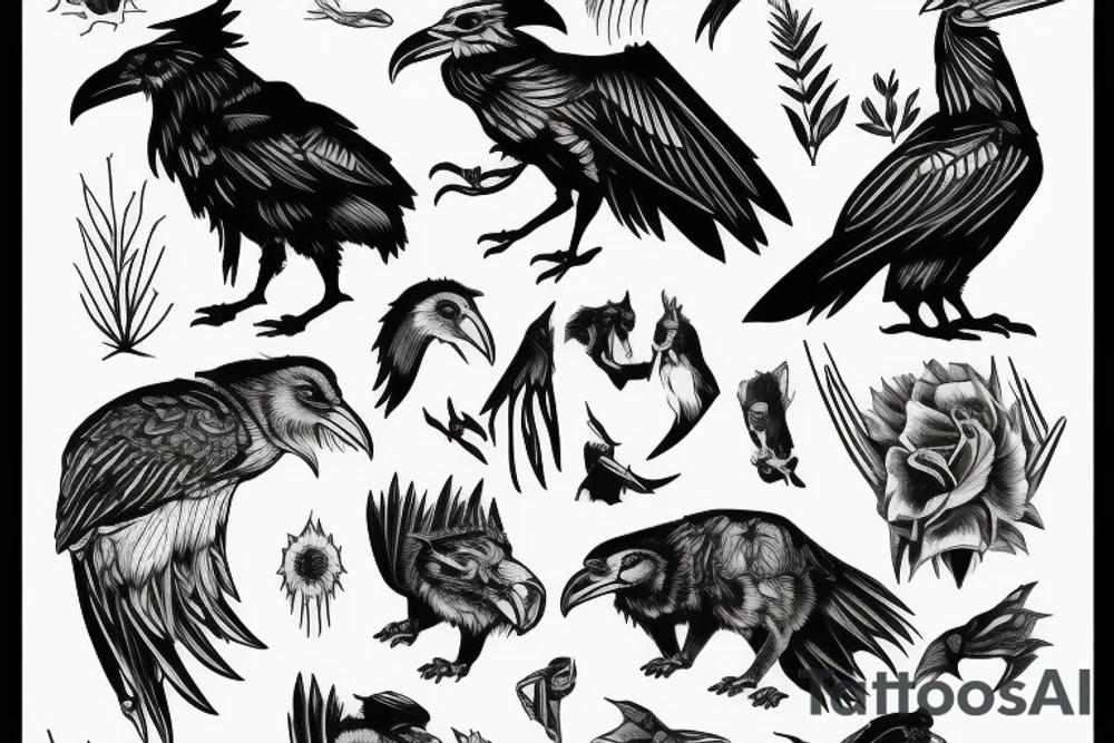 raven and coyote struggle for power tattoo idea