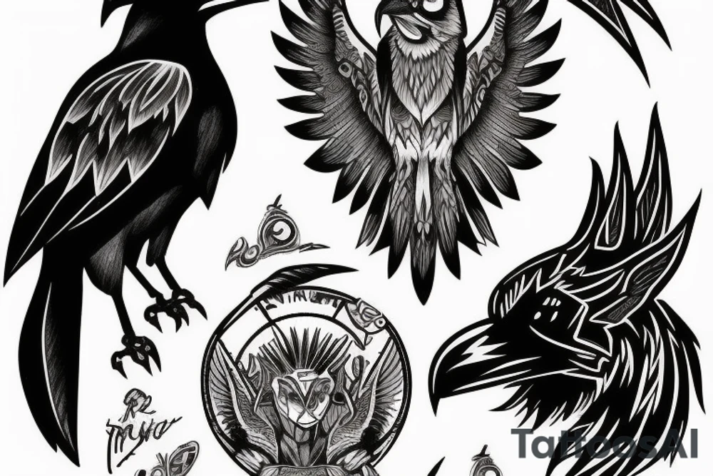 raven and coyote struggle for power tattoo idea