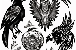 raven and coyote struggle for power tattoo idea