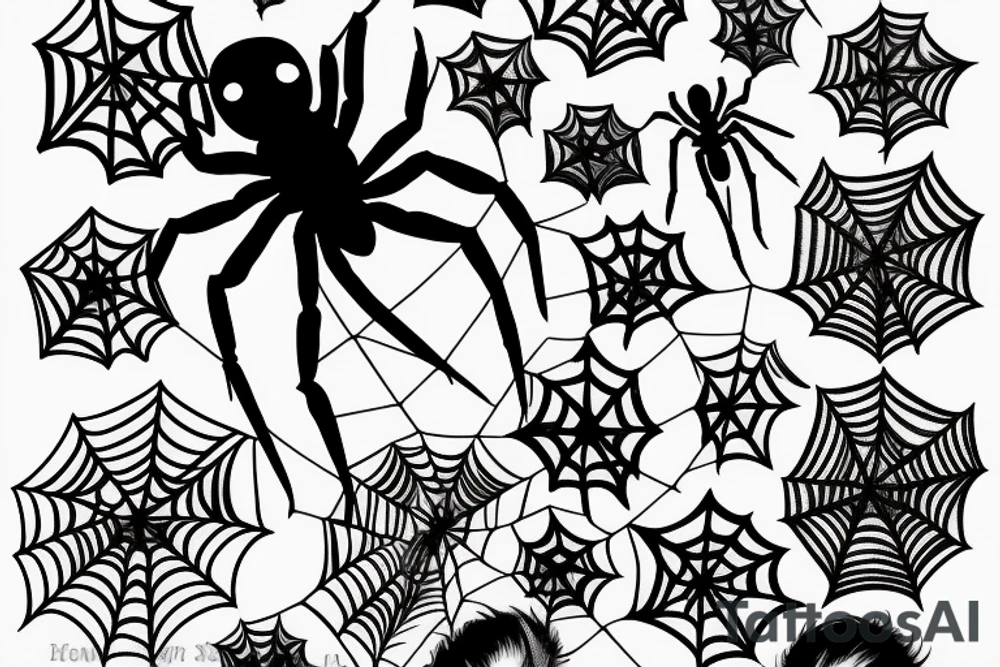 spider hanging from a web tattoo idea