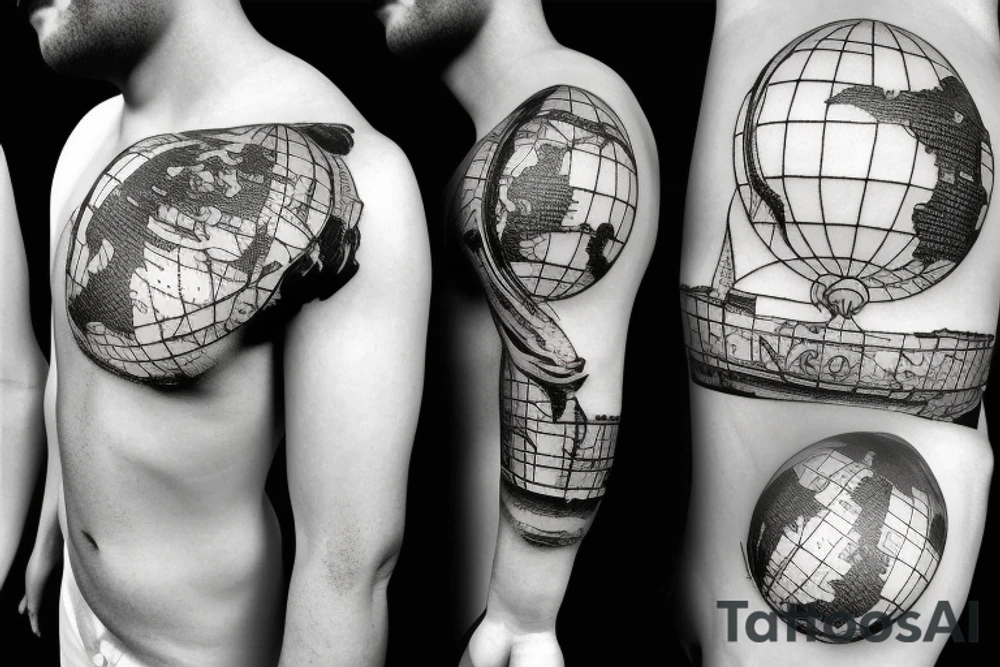 Greek Atlas Statue Holding a futuristic globe tattoo idea