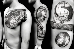 Greek Atlas Statue Holding a futuristic globe tattoo idea