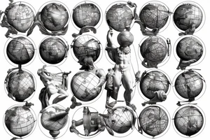 Greek Atlas Statue Holding a futuristic globe tattoo idea