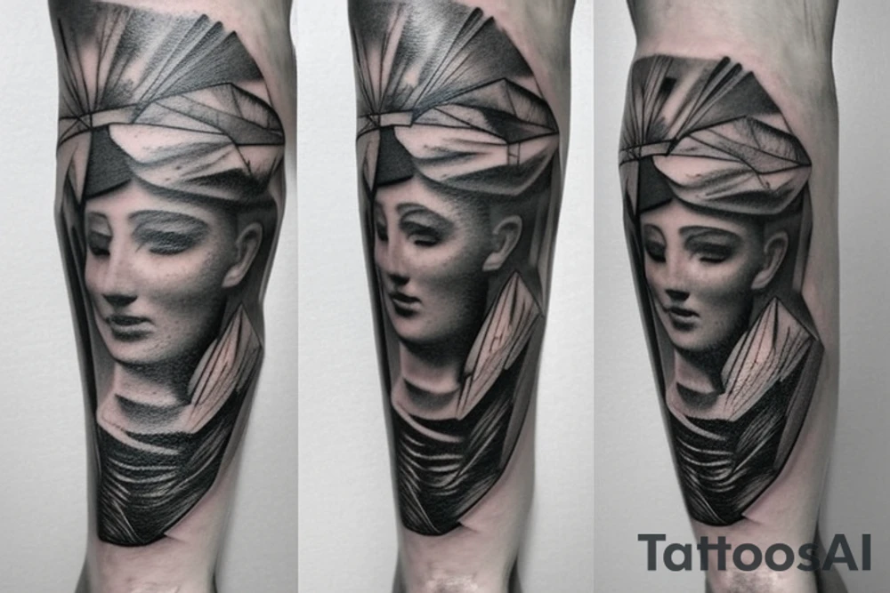 Greek Atlas Statue 3/4 leg sleeve tattoo idea