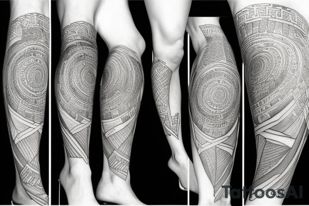 Greek Atlas Statue 3/4 leg sleeve tattoo idea