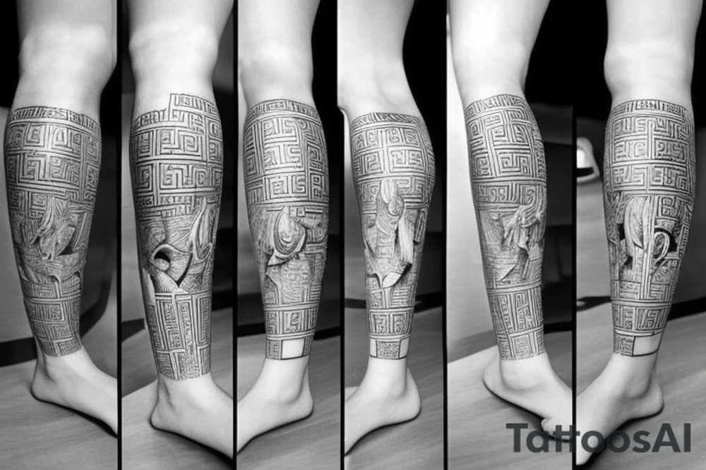 Greek Atlas Statue 3/4 leg sleeve tattoo idea