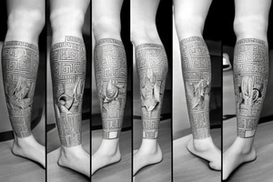 Greek Atlas Statue 3/4 leg sleeve tattoo idea