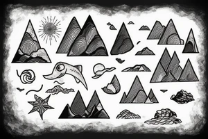 exploring mountains oceans tattoo idea