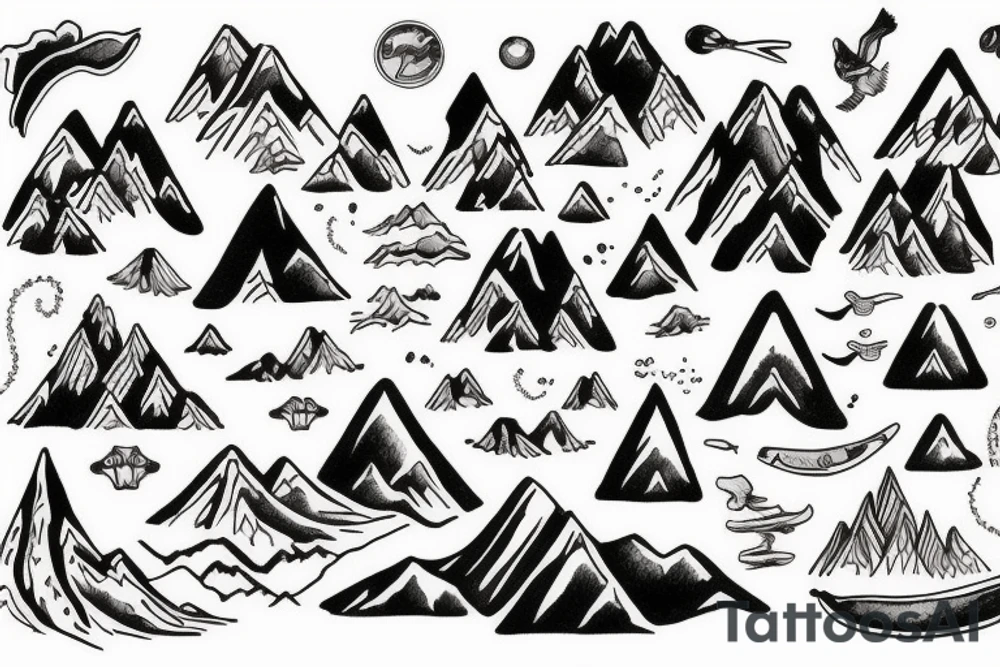 exploring mountains oceans tattoo idea